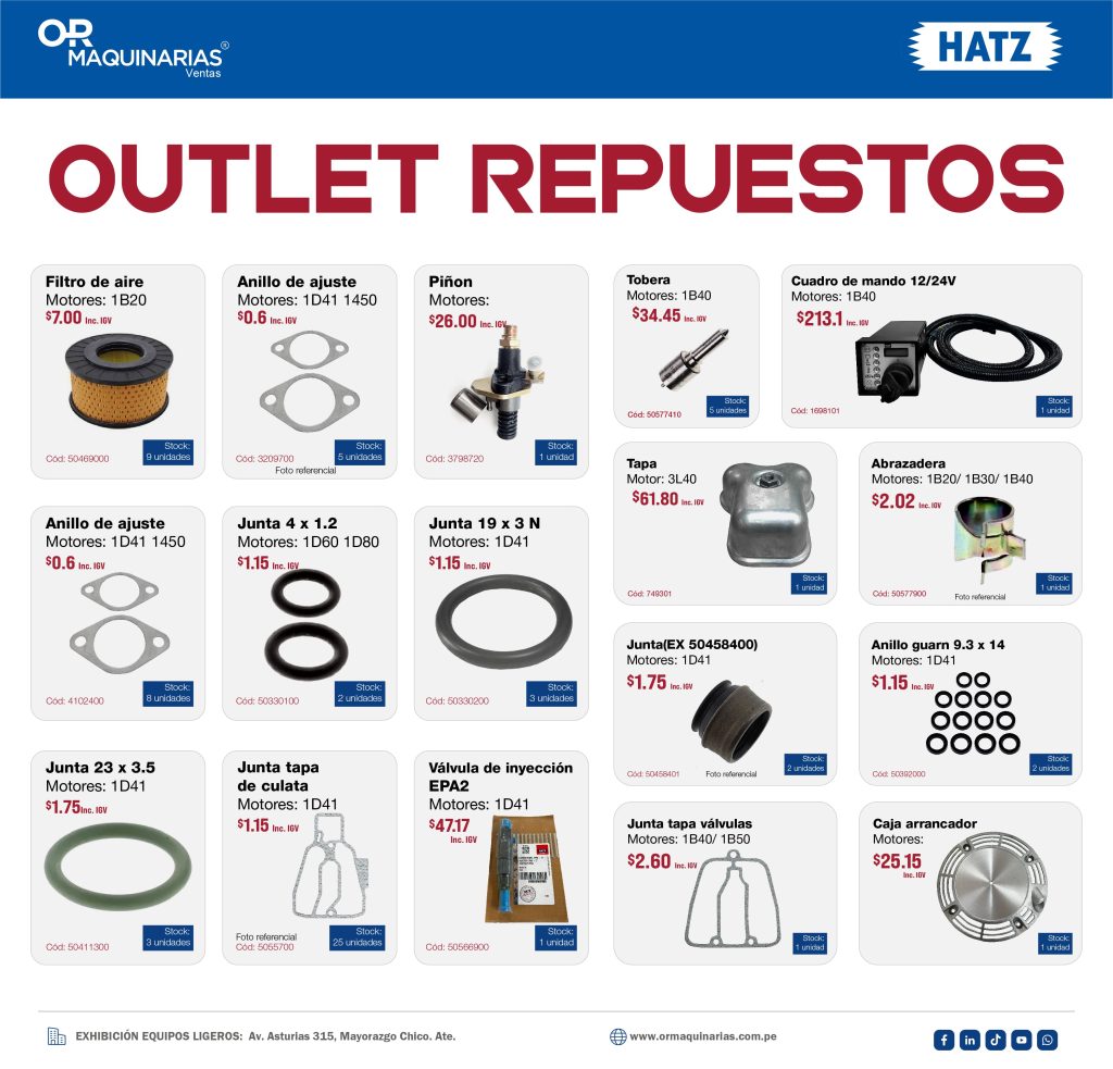 Repuestos hatz en promoción